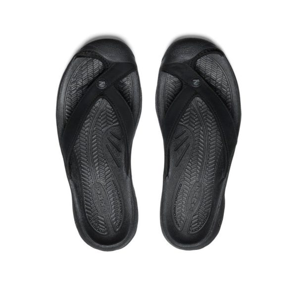 Women's Waimea Leather Flip-Flop | Black/Black