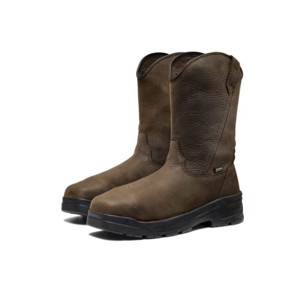 Men's CSA Flatland Pull-On Waterproof Work Boot INT MET (Carbon Toe) | Dark Brown/Black