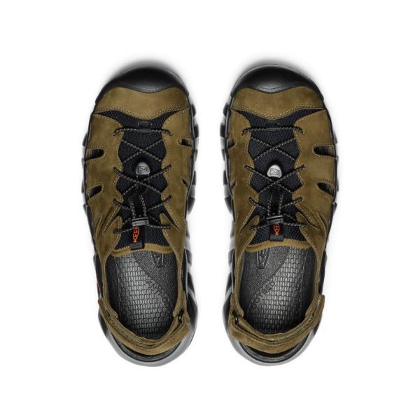 Men's Hyperport Fisherman Leather Sandal | Dark Olive/Black